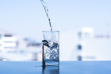 water pouring into glass