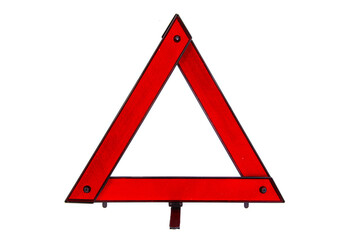 Red emergency triangle on a white with clipping path.t..