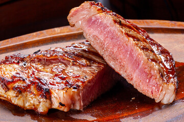 sliced grilled steak served , Picanha