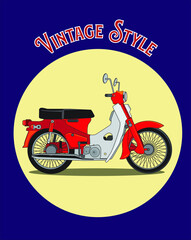 vintage style motorcycle design concept in cartoon for t shirt design