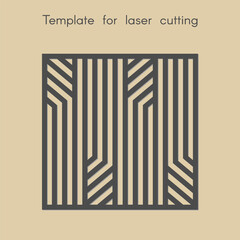  Laser cutting. Template for panels of wood, metal. Geometric pattern. Decorative wall. Square stand for cut