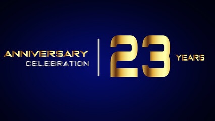 Obraz premium 23 year gold anniversary celebration logo, isolated on blue background
