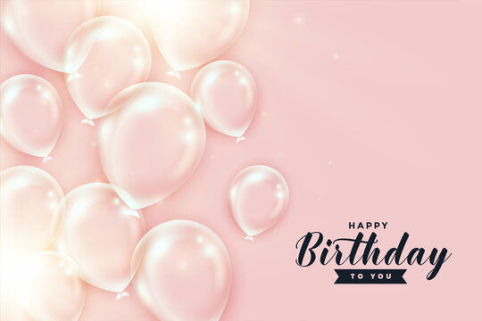 shiny transparent birthday balloons on peach color background Stock Vector  | Adobe Stock