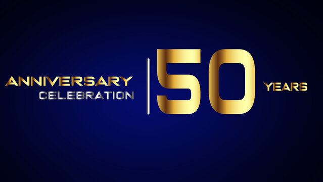 50 year gold anniversary celebration logo, isolated on blue background