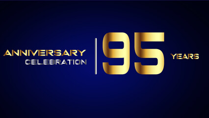 95 year gold anniversary celebration logo, isolated on blue background
