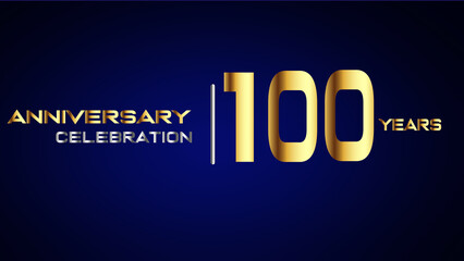 100 year gold anniversary celebration logo, isolated on blue background