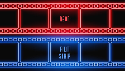 red and blue neon film strip background