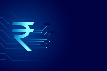 rupee symbol in digital technology background