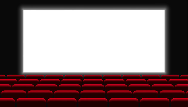 cinema stage theater with row of red chairs