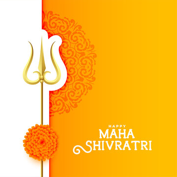 traditional maha shivratri festival yellow greeting design