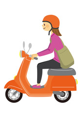 Fototapeta na wymiar バイクに乗る若い女性