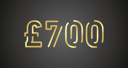 700 Pound Sterling internet website promotion sale offer big sale and super sale coupon code golden £700 discount gift voucher coupon black background