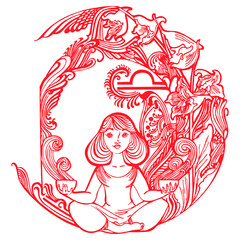Zodiac in pattern Libra