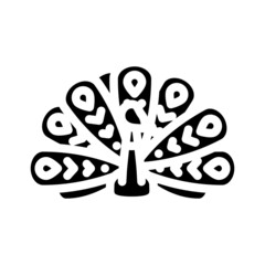 peacock bird glyph icon vector. peacock bird sign. isolated contour symbol black illustration