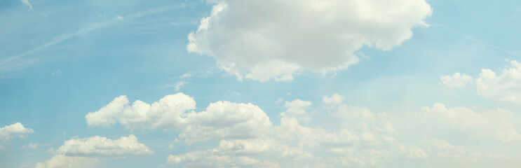 Sky background. White clouds in blue sky