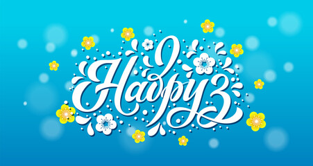 Nawruz, Turkic holiday. The trend calligraphy in Russian.Hand drawn design elements. Vector illustration.