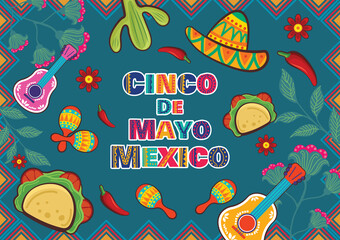 Mexican Holiday cinco de mayo vector
