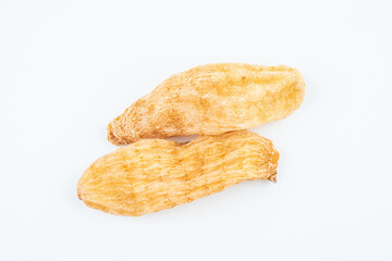 Dried Chinese herbal medicine Gastrodia elata on white background