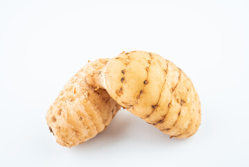 Fresh Gastrodia elata with Chinese herbal medicine on white background