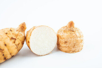 Fresh Gastrodia elata with Chinese herbal medicine on white background