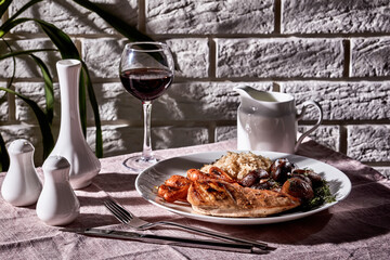 Chicken breast with carrots and rice