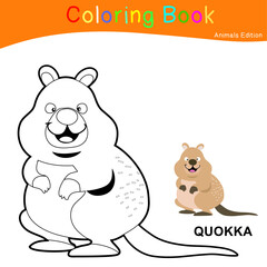 Coloring animal worksheet page. Educational printable coloring worksheet. Coloring game for preschool children. Black and white vector illustration. Motor skills education.