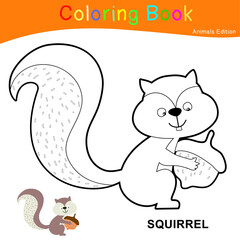 Coloring animal worksheet page. Educational printable coloring worksheet. Coloring game for preschool children. Black and white vector illustration. Motor skills education.