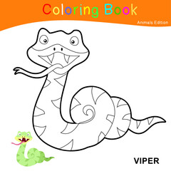 Coloring animal worksheet page. Educational printable coloring worksheet. Coloring game for preschool children. Black and white vector illustration. Motor skills education.