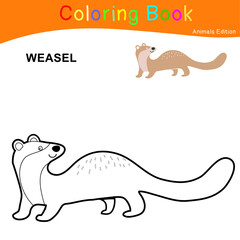 Coloring animal worksheet page. Educational printable coloring worksheet. Coloring game for preschool children. Black and white vector illustration. Motor skills education.