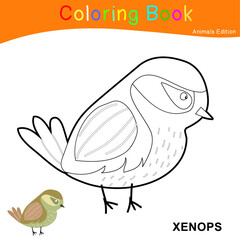 Coloring animal worksheet page. Educational printable coloring worksheet. Coloring game for preschool children. Black and white vector illustration. Motor skills education.