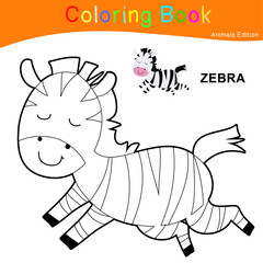 Coloring animal worksheet page. Educational printable coloring worksheet. Coloring game for preschool children. Black and white vector illustration. Motor skills education.