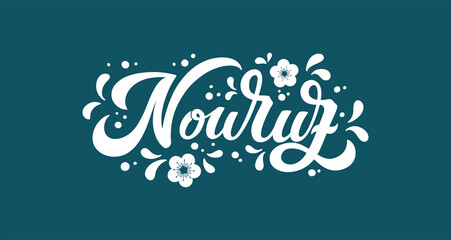 Nowruz holiday vector design elements. Novruz Persian New Year composition. Handwritten lettering. Vector illustration.