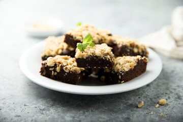 Traditional homemade brownies with nuts