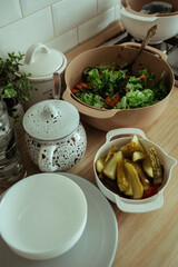  plates with vegetables 
