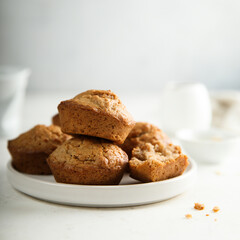 Homemade assorted muffins with lemon, cinnamon and nuts