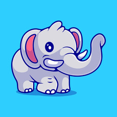 cute elephant illustration suitable for mascot sticker and t-shirt design