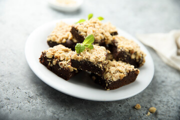 Traditional homemade brownies with nuts