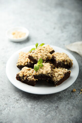 Traditional homemade brownies with nuts