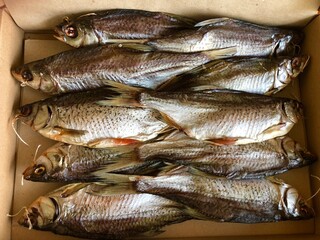 Dried fish in the box
