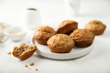 Homemade assorted muffins with lemon, cinnamon and nuts