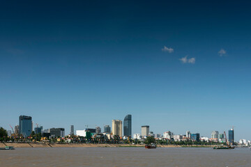 Phnom Penh city riverside skyline modern buildings in Cambodia - 486698466