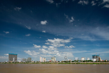 Chroy Changva riverside skyline opposite Phnom Penh city Cambodia