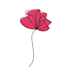 Poppies flower continuous line drawing. Abstract minimal flower. Editable vector line. flower icon, logo, label.