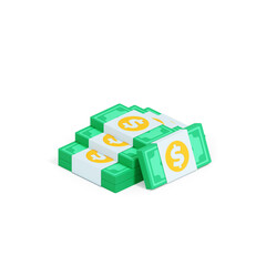 Isolated piles of money 3d rendered isometric view