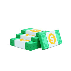 3d rendered piles of money isolated front view
