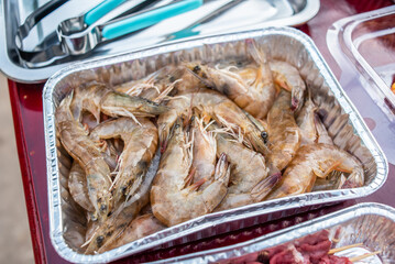 Fresh shrimp ready for BBQ