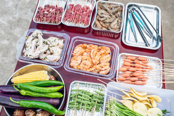 Delicious ingredients ready for BBQ