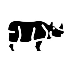 rhino animal glyph icon vector. rhino animal sign. isolated contour symbol black illustration