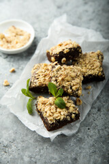 Traditional homemade brownies with nuts