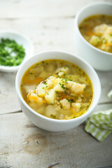 Homemade vegetable soup with millet